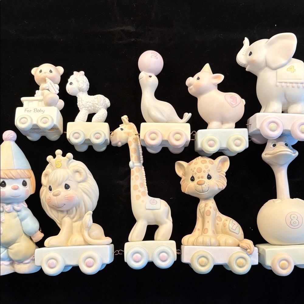 Precious moments birthday train circus clown figurine set baby 1 2 3 4 5 6 7 8
